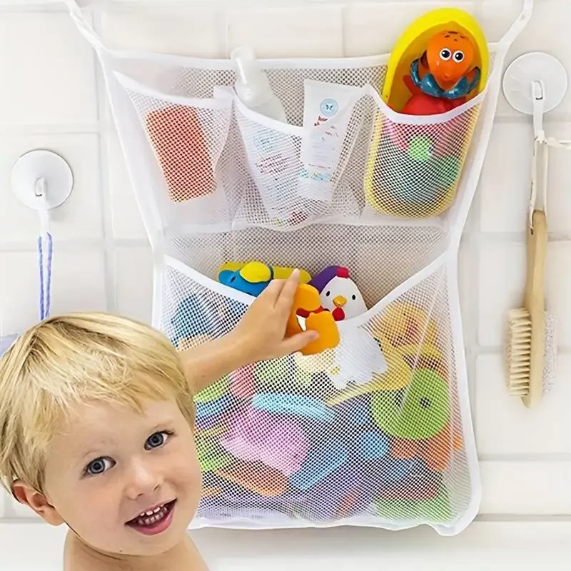 Baby Products Bag - อาบน้ําเด็กของเล่นเด็กสีขาวของเล่นเด็กตาข่ายดูดถ้วยของเล่นกระเป๋าสุทธิห้องน้ํา Organizer
