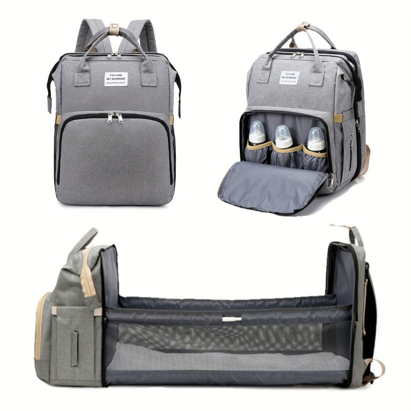 Diaper Bag Backpack - กระเป๋าคุณแม่และลูกน้อยแบบพับได้ทันสมัย กระเป๋าใส่ขวดนมและผ้าอ้อมขนาดใหญ่ กระเป๋าเป้สะพายหลังสำหรับคุณแม่