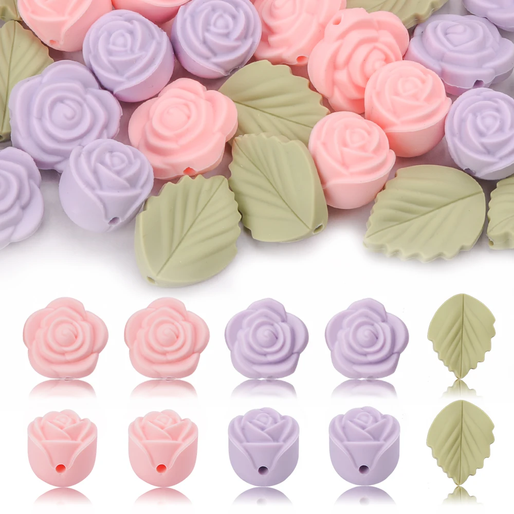 Baby Products Expo - LOFCA 30 ชิ้น Rose ซิลิโคนลูกปัดดอกไม้โฟกัสลูกปัด BPA