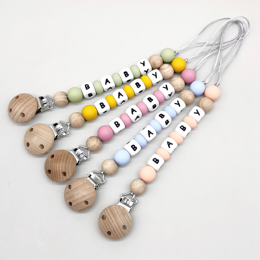 Baby Products For Gift - คลิปหนีบจุกนมหลอกแบบกำหนดเอง สายคล้องจุกนมหลอก ลูกปัดซิลิโคน ที่หนีบจุกนมหลอก ของเล่นเด็กกัดเล่น ของขวัญสำหรับเด็ก