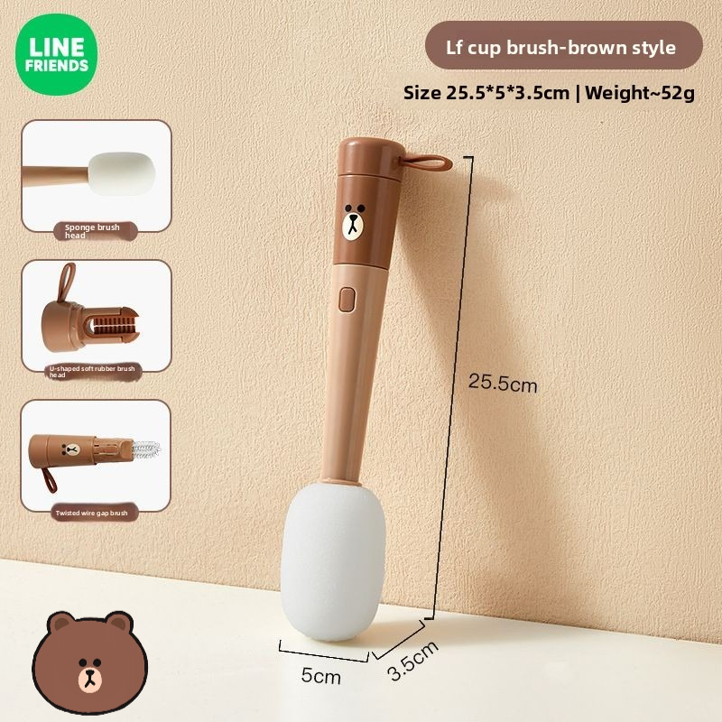 Baby Products Korea - LINE FRIENDS บราวน์ โคนี่ แปรงล้างแก้วน้ำลายการ์ตูนอนิเมะน่ารัก แปรงทำความสะอาดขวดนมอเนกประสงค์สำหรับใช้ในบ้าน