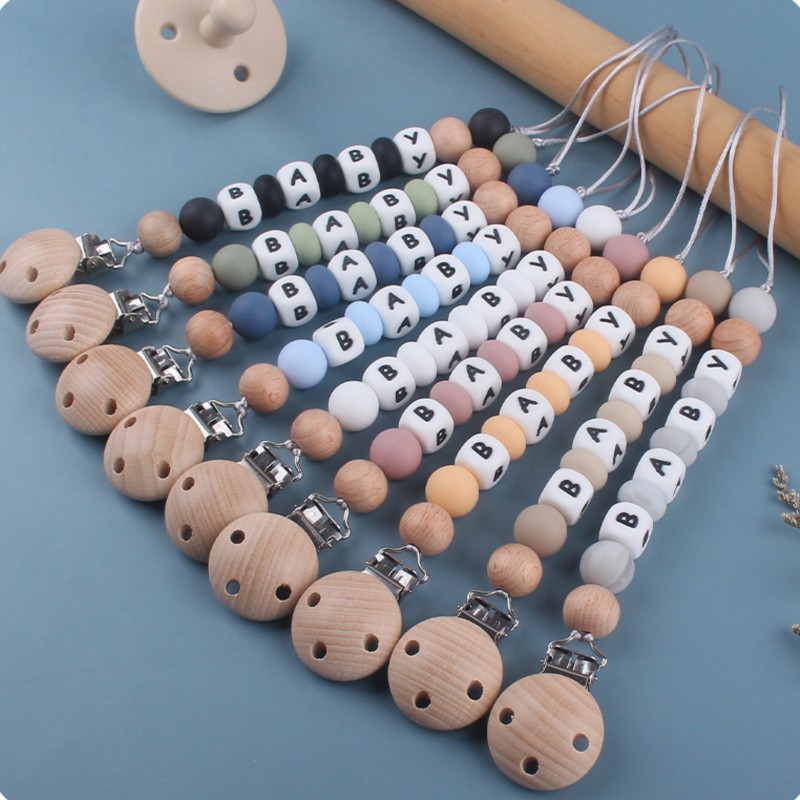 Baby Products For Gift - ที่หนีบจุกนมหลอกแบบซิลิโคน ปรับแต่งชื่อได้ สายคล้องจุกนมหลอกสำหรับเด็ก ของเล่นกัดแทะ ของขวัญวันเกิดเด็ก ของขวัญสำหรับงานเลี้ยงฉลองทารก