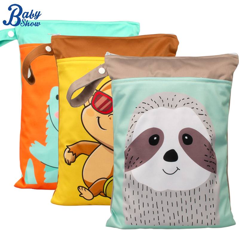 Diaper Bag Backpack - Babyshow 25x35 ซม.กระเป๋าเปียกแห้งตําแหน่งดิจิตอลพิมพ์กระเป๋าผ้าอ้อมกันน้ําซิปคู่พร้อมกระเป๋าแม่